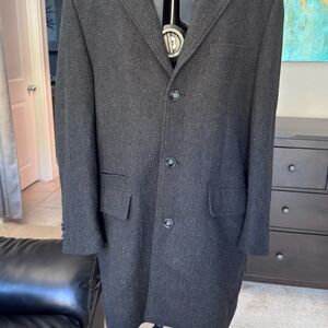 Calvin Klein Men’s 46R Charcoal Gray Wool-Blend Overcoat Classic